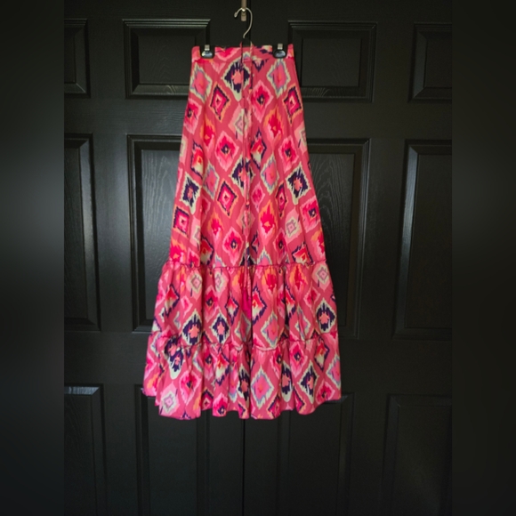 Pink Patchwork Ruffle Bohemian Maxi Skirt Size Medium - Picture 4 of 12